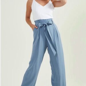 Altar'd State White and Blue Tie-Waist Jumpsuit